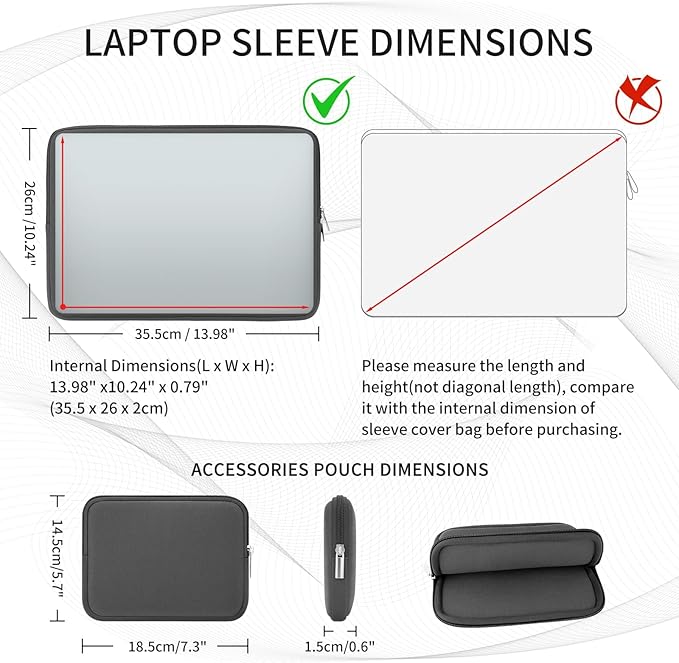 RAINYEAR 15 Inch Laptop Sleeve Protective Case Fluffy Lining Cover with Accessories Pouch, Compatible with 15.4" MacBook Pro/Air A3241 A2941 A3114 A1938 A1707 A1990 (Gray, Upgraded Version)