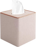 XNONE Tissue Box Cover Square Tissue Box Holder PU Leather Facial Organizer with Magnetic Bottom,Decorative Napkin Caddy for Vanity Dresser Night Stand Table Countertop Home Office Car,Beige