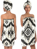 YWZDS Navajo Spa Wrap Bath Towel Set with Hair Turban, Aztec Geometric Absorbent Quick-Dry, Spa Towel Wrap, Towel Robe for Women