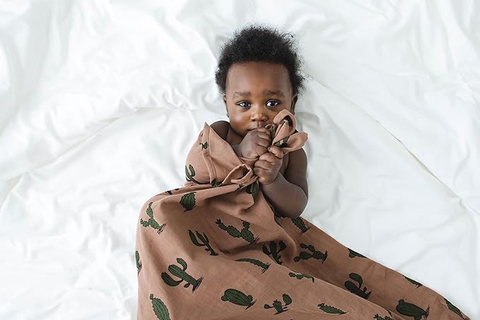 Leyl&Ari Muslin Swaddle Blanket 100% Organic Cotton Lightweight Receiving Wrap for Infant & Newborn (Cactus, 47X47)