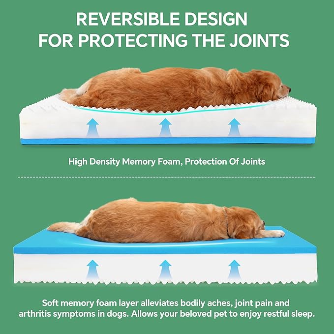 HOMBYS 7” Thickness Orthopedic Dog Bed for Large Giant Dogs, Double-Layer Memory Foam Waterproof Washable XXL Dog Sofa Bed with Bolster Headrest, Ultra-Supportive for Joint & Arthritis Relief