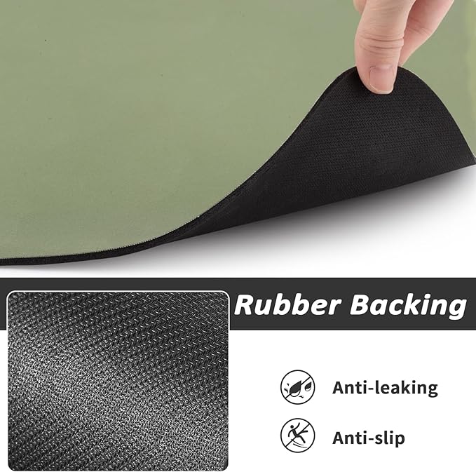 HotLive Dog Food Mat - Absorbent Cat Mat for Food and Water, No Stains Pet Feeding Bowl Mat, Easy to Clean Pet Placemats, Quick Dry Dog Water Dispenser Mat for Messy Drinkers | Green 24"x36"