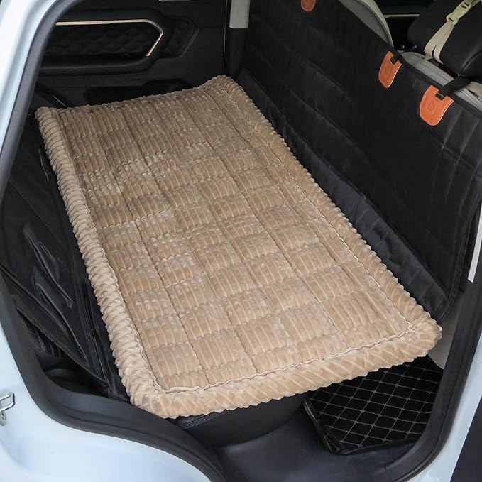 HOMEREFROM Washable Large Dog Bed for Cars, Dog Car Seat Cover for Backseat, Anti-Slip Pet Sleeping Mat, Car Seat Protector, Travel Pet Pad for Trucks and SUV (Brown, 24.8" x 54")