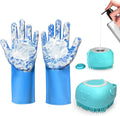 IDQQUQQ 2PCS Dog Washing Gloves and Dog Shampoo Brush, Dog Bath Supplies Dog and Cat Bath Set