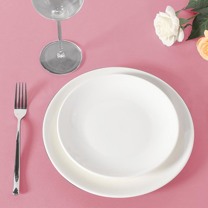sancua Round Tablecloth 132 Inch Diameter, 6 Pack - Circle Polyester Fabric Table Cloth for Wedding Party Reception Banquet Birthday, Washable Formal Table Cover (Fit 54-96 Inch Tables), Pink