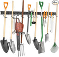 TORACK Plastic Wall Mounted Mop and Broom Holder, Garden Tools Organizer for Garage Wall, Yard Tool Storage Rack for Rakes, Shovels, Mops, Brooms (4 Tracks, 16 Hooks)
