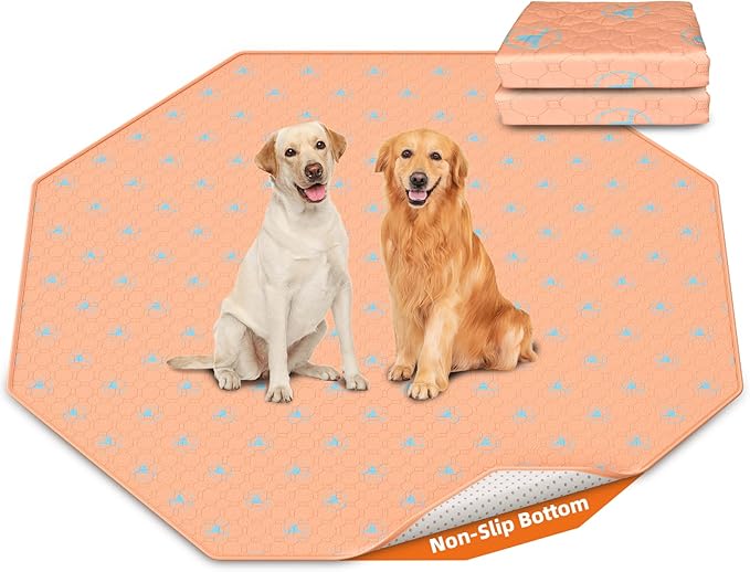 PJYuCien Washable Pee Pads for Dogs 2 Pack, 89" x 33" Octagonal Non-Slip and Leak-Proof Pee Mat, Puppy Training Pads for Whelping, Playpen, Crate, Bed （24/30/36/42'' 8 Panels Pen）