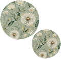 Sage Green Dandelions Trivets for Hot Dishes Pots and Pans Potholders Woven Trivet Cotton Round Large Pot Holder Decor Heat Resistant Hot Pads Mat for Table Counter Cooking Potholder Set of 2 (