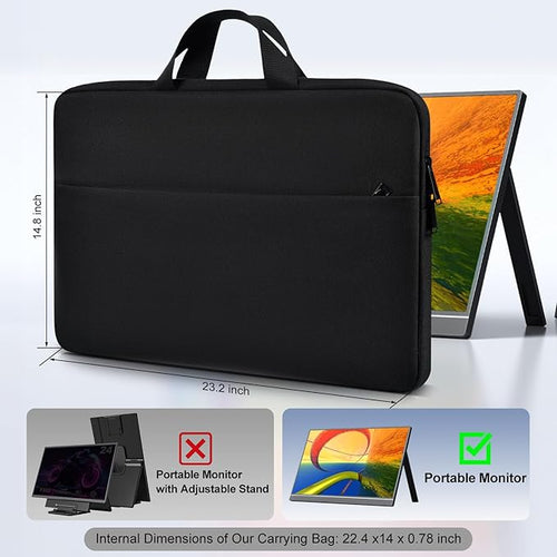 24 Inch Portable Monitor Case Carrying Sleeve Compatible with 23.8-24 Inch Portable Large Monitor with Handle Pocket, Protective Travel Shockproof-Padded Accessory Bag