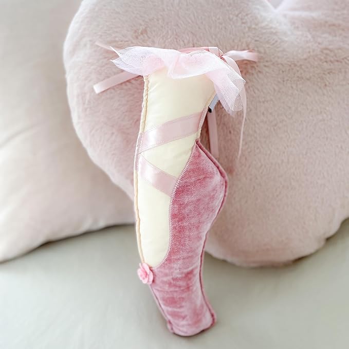 MON AMI Ballet Slipper Accent Décor – 14” | Plush Pink Ballet Shoe Pillow for Nursery, Kids’ Room & Ballet-Themed Decor | Perfect Dance Recital Gift