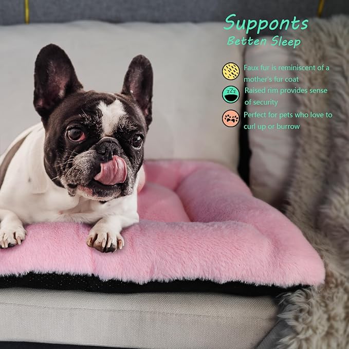 zihapgpzp 30 Inch Dog Crate Bed Pink for Medium Dogs Up to 30 lbs,Soft Cute Crate Pads for Dog Cages Washable & Anti-Slip Pet Kennel Pad for Dogs Cozy Sleeping Mat,30" x 19"