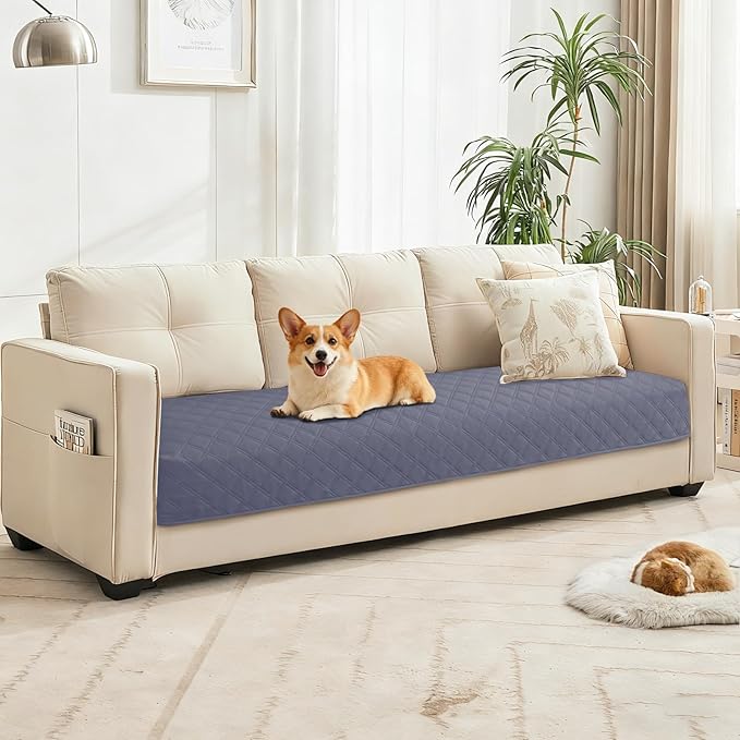 CYCMACO Waterproof Dog Bed Cover Pet Blanket, Soft Couch Cover for Dogs Washable, Non-Slip Dog Blanket Protect Furniture Couch Sofa Car for Puppy Large Dogs Cat (52x82 Inch, Grey Blue)
