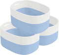 ECDYQXVU Cotton Rope Storage Basket, 15x10x9 Inches, Woven Basket for Shelves, Clothes, Towels, Books, and Laundry, White Blue (3 Pack)