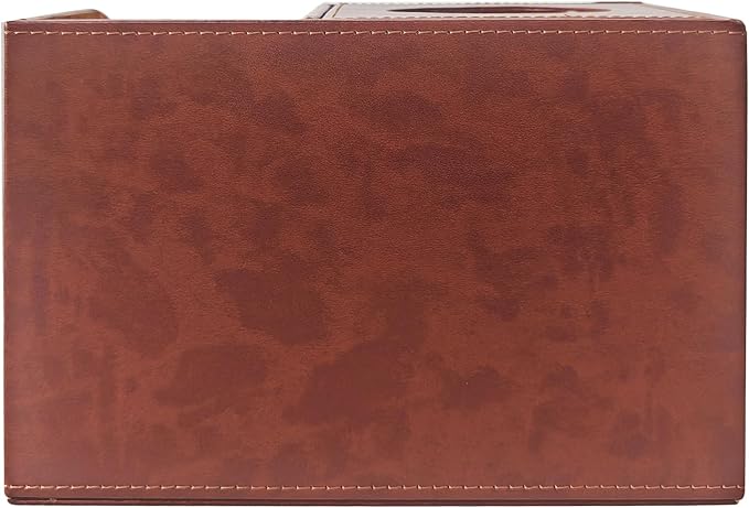 XNONE PU Leather Square Tissue Box Cover,Multifunctional Tissue Box Holder,Tissue Box with Storage,Tissue and Remote Control Holder,Tissue Box Decorative Desk Organizer for Home&Office,Brown