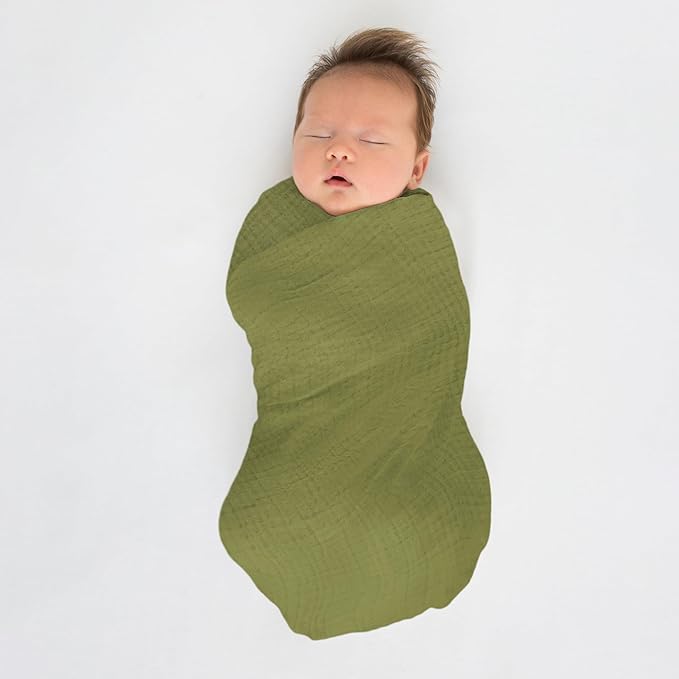 SwaddleDesigns Cotton Muslin Swaddle Blankets for Baby Boy & Baby Girl, Set of 4, Neutral Receiving Blankets for Newborn, Baby Registry & Gift, 46x46 inches, Apricity