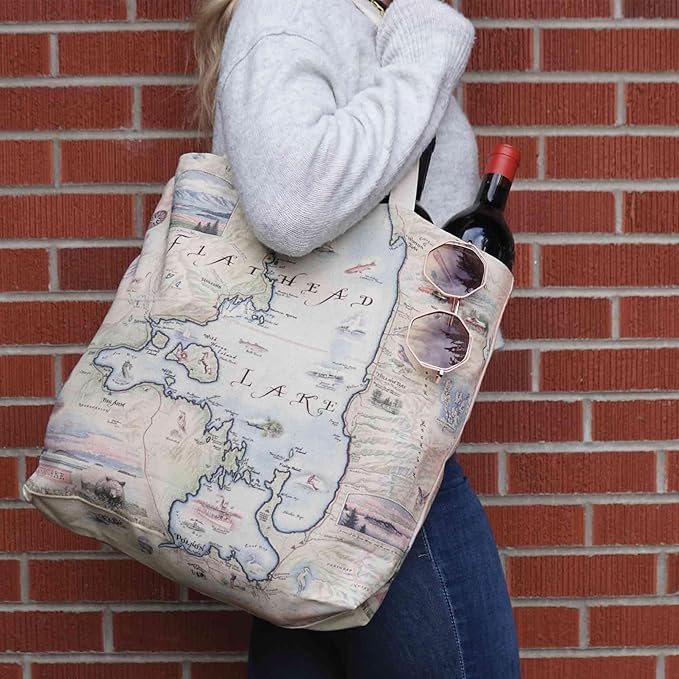 Xplorer Maps Canvas Tote Bag with Handles, Cloth Grocery Shopping Bag, Reusable & Eco-friendly Bag, 100% Cotton, Washable