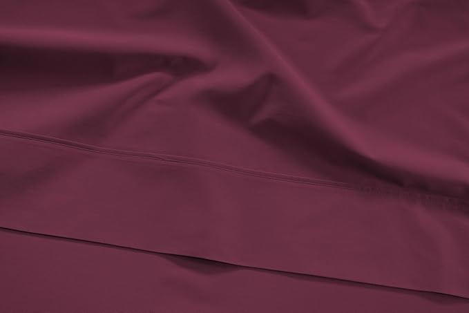 LANE LINEN 100% Cotton Full Size Sheets Set - 4 Pieces - Ultra Soft Sateen Weave, 450 Thread Count - Breathable, Cooling, Durable, 15" Deep Pockets - Windsor Wine
