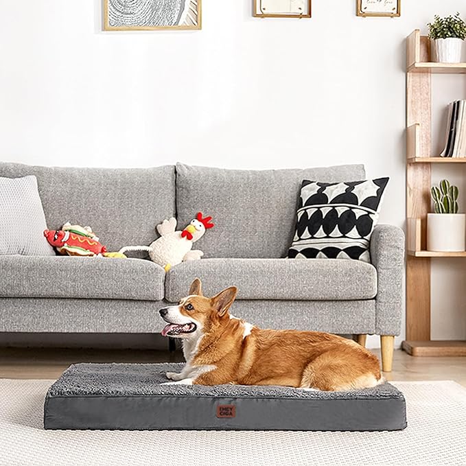 EHEYCIGA Orthopedic Medium XL XXL Dog Beds for Medium Large Extra Large Dogs with Removable Washable Cover for Crate,Grey, 36x27