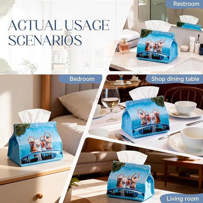 Custom Tissue Box Cover, Personalization Fabric Tissue Cover with Photo Image Logo for Bathroom,Dressing Tables,Bedroom,Office Convenient for Replacing Tissues
