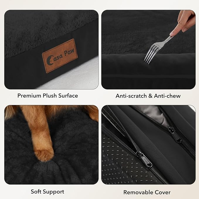 Casa Paw Orthopedic XXL Dog Beds, Waterproof Egg Crate Foam Big Pet Bed for All Breed Sized Dogs 53x42Inch, Washable Extra Large Dog Couch Bed with Removable Cover and Non-Slip Bottom, Black