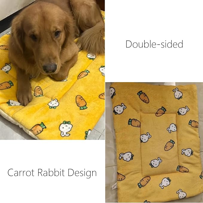 Self Warming Cat Bed, Heated Pet Pad for Indoor Cats, Energy-Free Thermal Plush Mat with Cute Carrot Design, Orthopedic Soft Warm Bed for Kittens & Senior Pets, Cozy Winter Dog Mat (27.17" x 18.9")