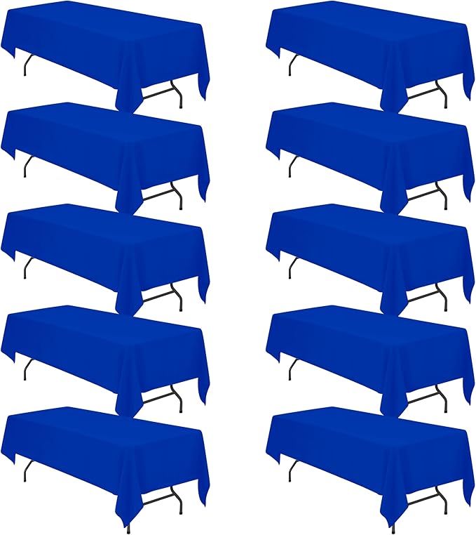BRILLMAX 10 Pack Royal Blue Tablecloths for 8 Foot Rectangle Tables 60 x 126 Inch - 8ft Rectangular Bulk Linen Polyester Fabric Washable Cloth Cover for Wedding Reception Banquet Birthday Party