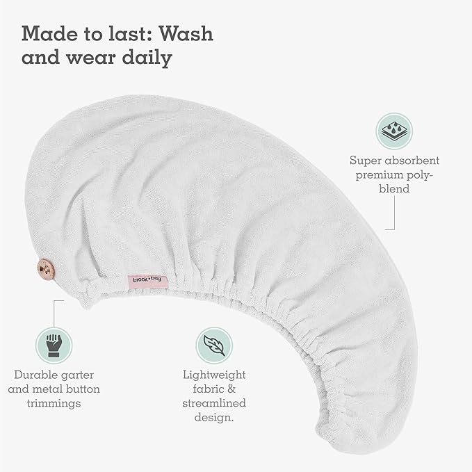 Brook + Bay Microfiber Hair Towel Wrap - Quick-Dry Absorption & Microfiber Towel - Anti-Frizz Styling & Hair Plop Technique