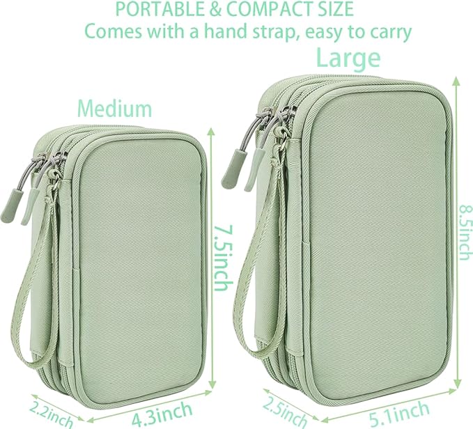 CAAORDKSO Electronic Organizer Bag, Waterproof Portable Electronic Organizer Travel Accessories Cable Bag Universal Cord Storage Case for Cable, Charger, Phone, Power Bank, Earphone(Mint Green, Large)