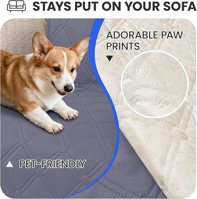 CYCMACO Waterproof Dog Bed Cover Pet Blanket, Soft Couch Cover for Dogs Washable, Non-Slip Dog Blanket Protect Furniture Couch Sofa Car for Puppy Large Dogs Cat (30x70 Inch, Grey Blue)