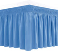 Biscaynebay Wrap Around Bed Skirts for King & Cal King Beds 15" Drop, Denim Blue Elastic Dust Ruffles with Adjustable Belts Silky Luxrious Fabric Machine Washable