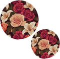 Roses and Lily Flowers Bushes Trivets for Hot Dishes Pots and Pans Potholders Woven Trivet Cotton Round Large Pot Holder Decor Heat Resistant Hot Pads Mat for Table Counter Cooking Potholder Se