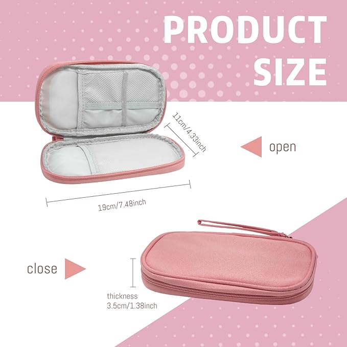 OBHEI Electronic Organizer Double Layer, Water Resistant Cable Organizer Bag for Travel Essentials, Cord, Charger, Phone, Earphone, Large Size,Accessories Travel Essentials (Pink, Single-Layer)