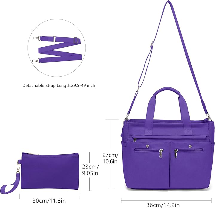Women's Large Canvas Tote Bag Set (2PCs) - Ideal for Laptop, Hobo, Crossbody, Handbag, Travel, Gym & Work