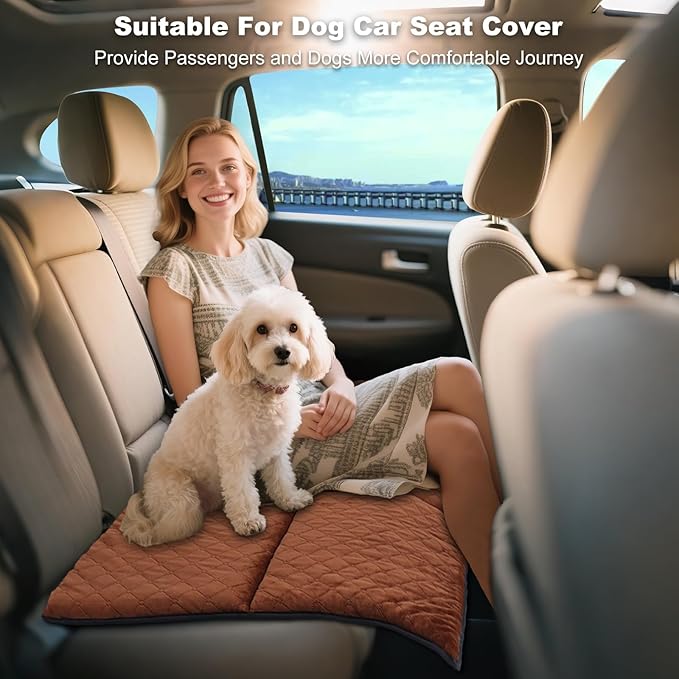 XUYEDOGLSH Car Backseat Dog Mat, Comfortable Non-Slip Cushion Suitable for Travel Dog Bed and Pet Home Sofa Blanket, Custom Mat for Car Backseat Extender and Seat Cover (Brown 51.2x23.6in)
