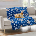 Gowyeg Dog Blanket, Soft Fleece Dog Blankets for Small Medium Dogs, Fluffy Flannel Pet Cat Puppy Blanket Mat Cover for Bed Couch, Cute Paw Print Throw Blanket for Dogs, Blue, 40"X30"