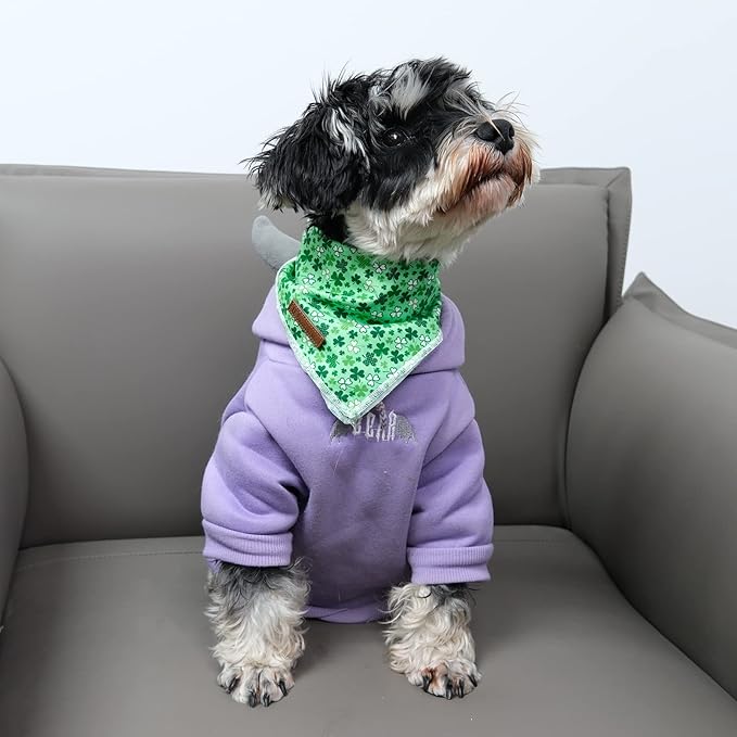 UP URARA PUP St. Patrick's Dog Bandanas, Shamrock Triangle Bid Scarf for Medium Large Girl Boy Dogs, Spring Cotton Puppy Kerchief, Green Dog Bandana