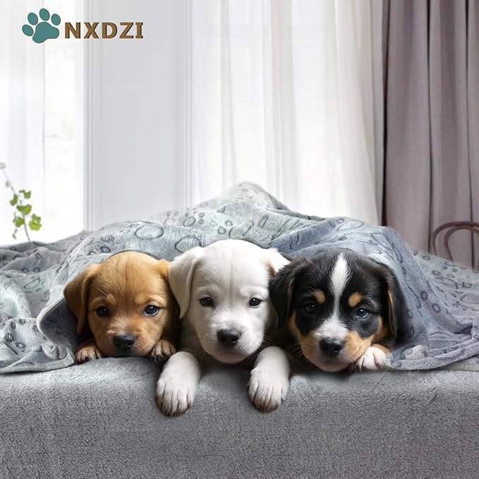 Dog Blankets for Large Dogs, 1 Pc Dog Blanket Washable, Soft Fluffy Flannel Pet Blanket Mat Cover for Bed Couch, Cute Print Puppy Blanket 60" x 50"