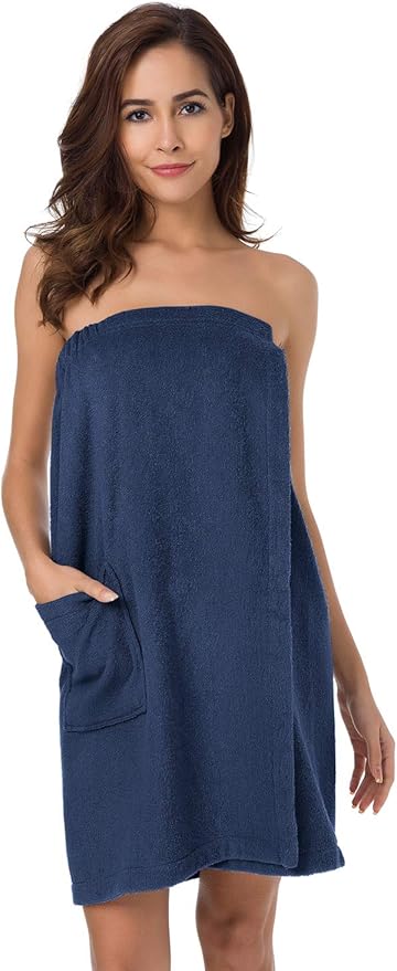 SIORO Women Bath Towel Wrap Robe, Soft Cotton Terry Spa Cloth, Plush Adjustable Closure for Shower, Travel, Pool, Gym