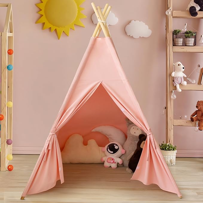 RongFa Teepee Tent for Kids-Portable Children Play Tent Indoor Outdoor (Pink)