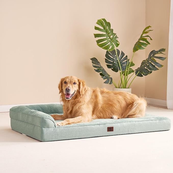 EHEYCIGA XL Dog Bed Memory Foam for Crate, Extra Large Dog Bed Orthopedic with Washable Removable Cover, Waterproof Pet Sofa Couch XLarge Size Dogs, 41x27x6.5, Greyish Green