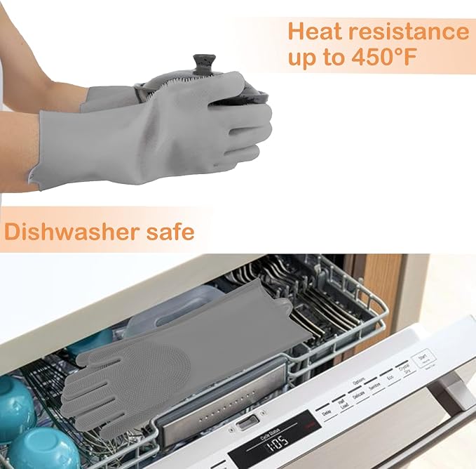 Yintoper Pet Grooming Gloves, Dog Bathing Gloves with High-Density Teeth, Heat Resistant Silicone Cat Hair Remover with Enhanced Five Finger Design, Bathing and Massaging for Dogs and Cats (Grey)