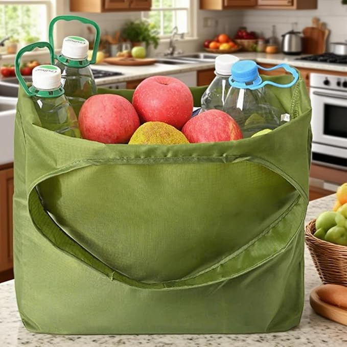 Ksheria Large 50lbs Heavy Duty Reusable Foldable Grocery and Shopping Tote Bags - Washable Polyester Bags in Pocket