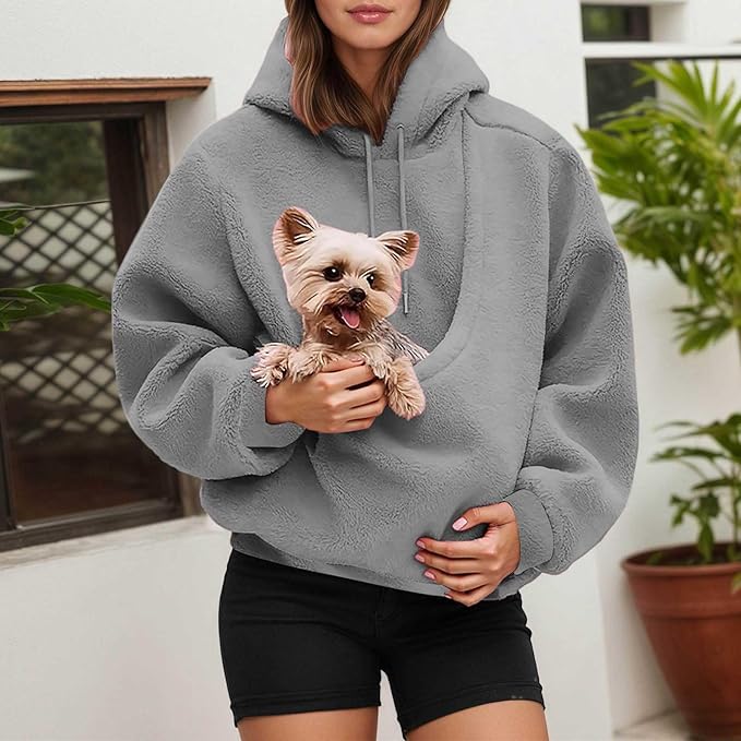 LBECLEY Hoodie with Dog Pouch Oversized Pet Hoodies Carrier Large Pocket Hooded Sweatshirt for Puppy Kitten Dogs Holder