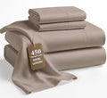 Lane Linen 100% Cotton Bed Sheets – 450 Thread Count Cooling Sheets Queen, Durable Daily Use Bedding, Value Comfort for Nightly Rest, Hotel Sateen Finish, Snug Fit 15" Deep Pocket Fitted Sheet – Taupe