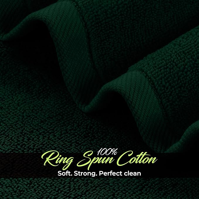 RIVERSIDE 12 Pack Washcloths - 12x12 Inches, 500 GSM, 100% Ring-Spun Cotton - Soft, Absorbent & Durable Face and Body Towels - for Bathroom, Spa, Gym, Makeup Removal & Everyday Use - Hunter Green