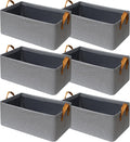 SNWDN 6 Pack Closet Cloth Storage Bins for Shelves,Large Storage Baskets for Shelves, Fabric Bins for Closet organization with Handles（Grey 17''L x 12.6''W x 7.5''H）