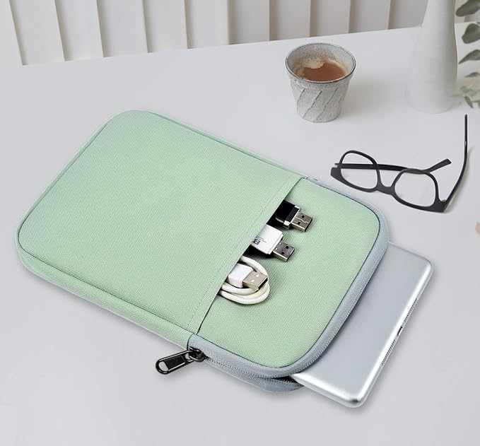 8 Inch Tablet Sleeve Case for 8" Amazon Kindle Fire 8/Fire 8 Plus 2022, 8.7" Galaxy Tab A7 Lite/Tab A9, iPad mini 7 6 8.3", iPad mini 5 4 3 2 1 7.9", Tab M9 M8 Carrying Bag(Green)