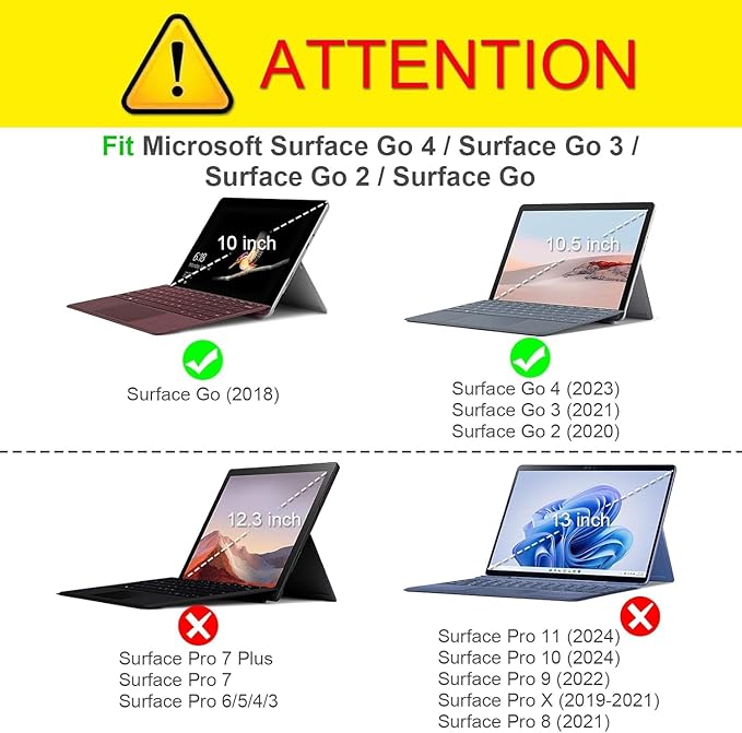 NANRUIL for Microsoft Surface Go 1/2/3 10 inch and Go 4 10.5 inch Case 2018/2020/2021/2023 Genuine Leather Cover Protective Shell Compatible with Type Cover Keyboard and Pencil Holder.Black