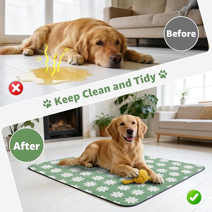 LOOBANI Washable Puppy Pads: Waterproof Reusable Pee Pads for Dogs, Non-Slip and Leak-Proof Dog Pee Mat, Absorbent Dog Training Pads for Puppy Playpen, Crate, Potty Training (18"x24", 4 Packs)