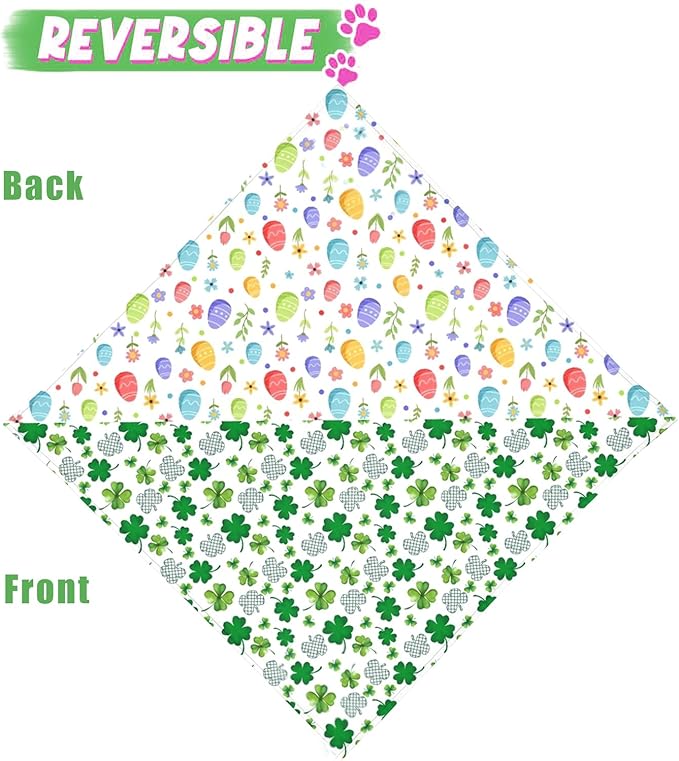 St. Patrick's Day Dog Bandana Reversible 2 Pack Small, St. Patricks Day Pet Bandanas for Dogs Lucky Shamrock Adjustable Triangle Holiday Scarves for Small Medium Boy Girl Dogs